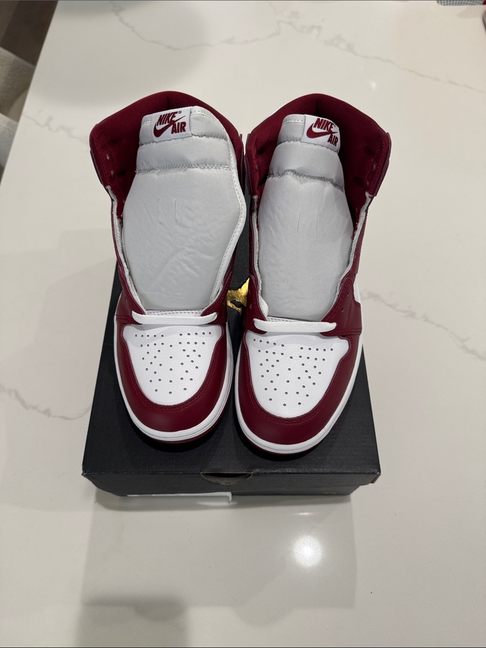 Nike High-Top Sneakers in White & Burgundy